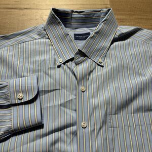 Proper Cloth Men’s 2XL Blue Yellow Stripe Button Up Long Sleeve Dress Shirt